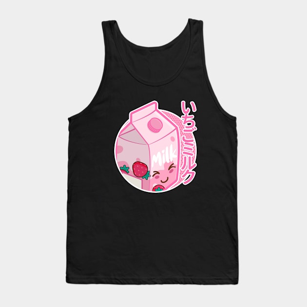 Cute Japanese Kawaii Strawberry Milk Carton Tank Top by Hixon House